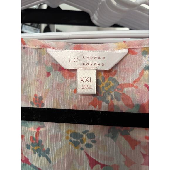 Womens Lauren Conrad Long Sleeve Floral Blouse w/‎ Slip Size 2X - Picture 7 of 7